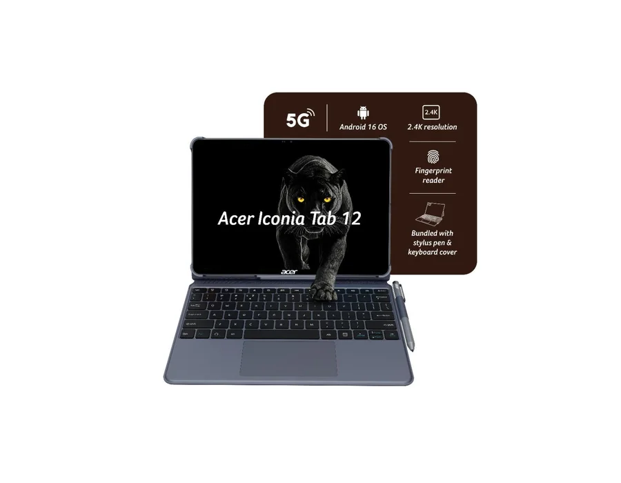 Acer Iconia Tab 12 5G, 30.98 cm (12.2”) 90 Hz IPS Display (2.4K) 450 nits, 8GB RAM + 128GB storage, 13MP Rear + 8MP Front Camera, Fingerprint Reader, Wi-Fi + 5G LTE( – ZT.T01SI.03G
