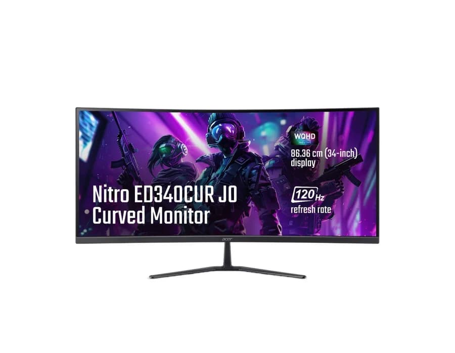 Acer Nitro ED340CUR J0 34-inch UWQHD Curved Gaming Monitor | 3440x1440 | 120Hz | 1ms VRB | 1500R | USB-C 90W PD | AMD FreeSync Premium | HDR10 | 99% sRGB | 2X HDMI 2.1 | DP 1.4 | 2Wx2 Speakers