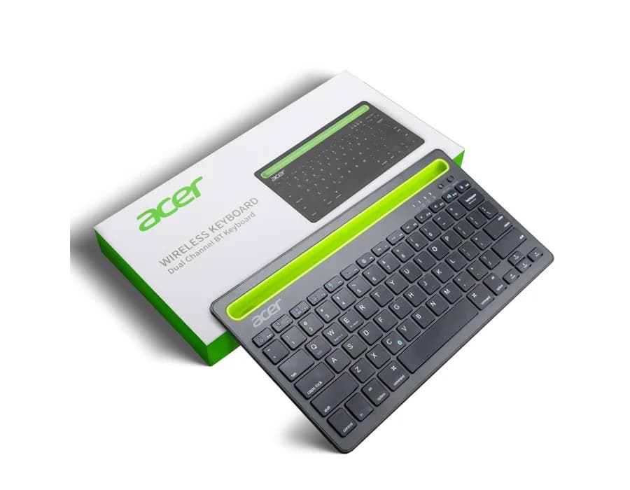 Acer Swift Slim Multi-Device Wireless Rechargeable Keyboard with Cradle for Tablet and Phone | Dual Channel Switch | Compact, Quiet | Compatible with Win/Mac, Desktop, Tablet, Smartphone, Laptop