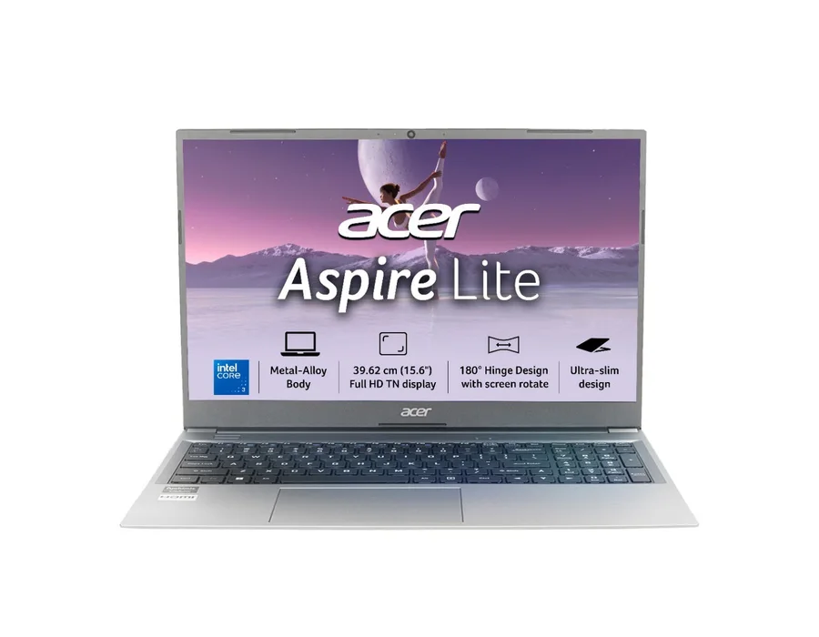 Acer Aspire Lite, Intel Core 3 processor 100U, Windows 11 Home, 8GB RAM, 512 GB SSD, 15.6" (39.62 cm) display, Grey, AL15-53, 1.59 kg Thin and Light Laptop