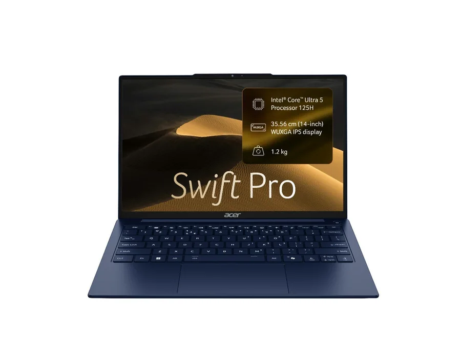 Acer Swift Pro, Intel Core Ultra 5 processor 125H, Windows 11 Home + MS office, 16 GB RAM, 512GB SSD, 14.0" (35.56 cm) Display, Fingerprint reader, SFP14-55, Dark Blue, 1.2 kg Thin and Light Laptop