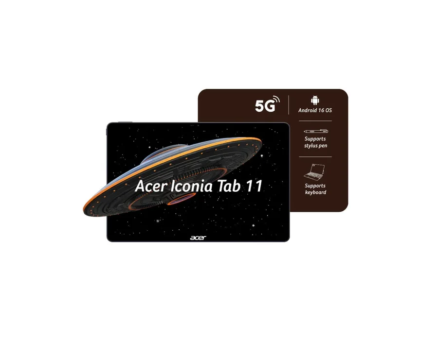 Acer ICONIA Tab 11, 27.81 cm(10.95”) 90 Hz IPS Display 450 nits, 8GB RAM + 256GB storage, 13MP Rear + 8MP Front Camera, Fingerprint Reader, Wi-Fi + 5G LTE(Calling) – ZT.T01SI.03H