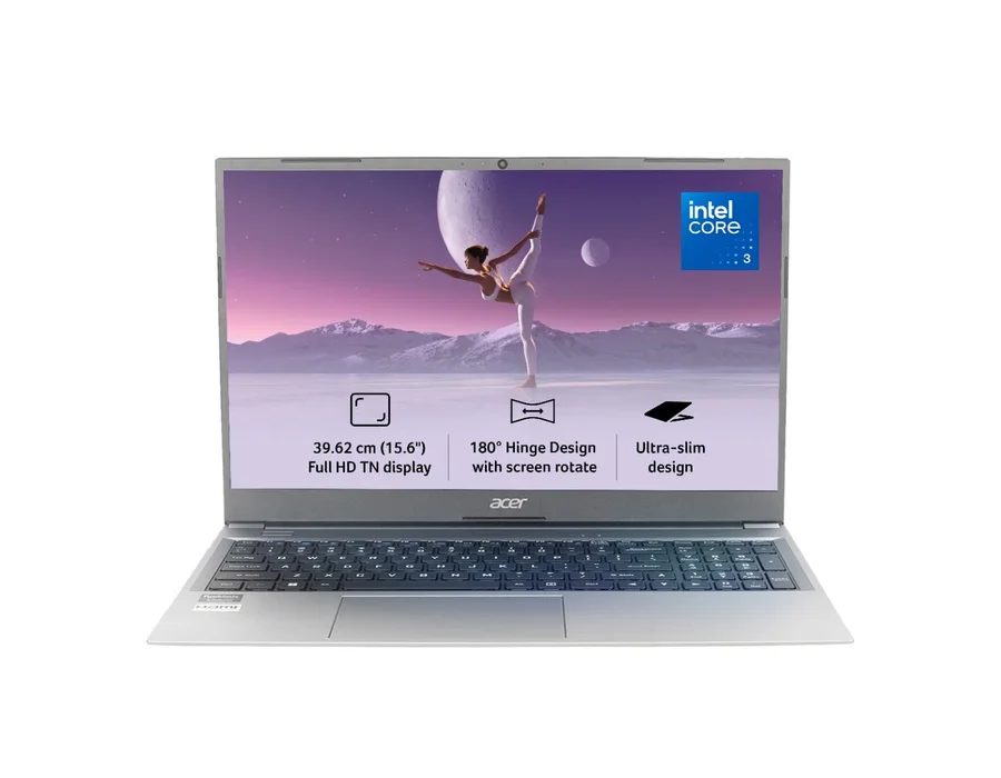 Acer Aspire Lite, Intel Core 3 processor 100U, 8GB, 512GB SSD, Windows 11 Home + MS Office, Full HD 15.6" display (39.62 cm), Gray , 1.59 kg, AL15-53