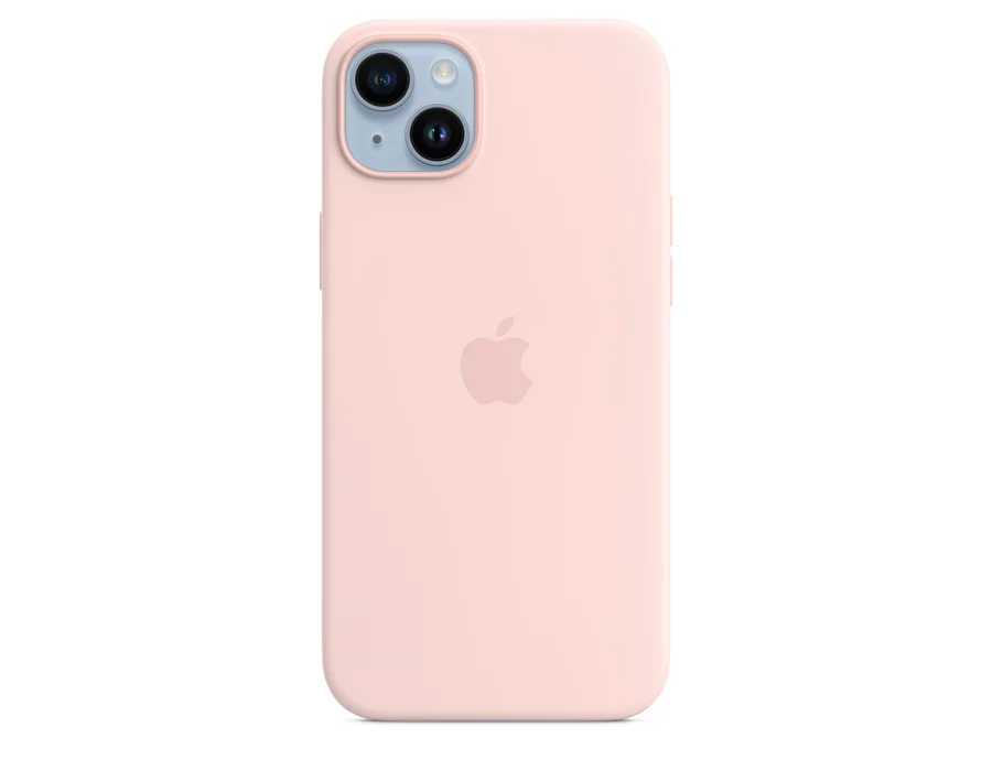 Apple iPhone 14 Plus Silicone Case with MagSafe – Chalk Pink