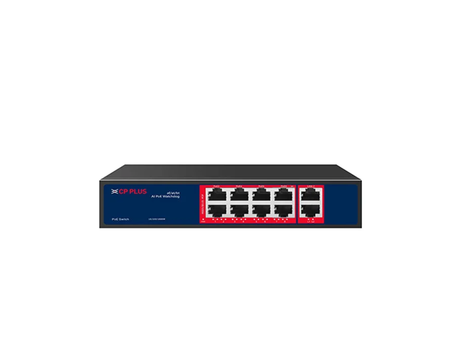 CP Plus CP-ANW-GPU8G2-N12 – 8 Ports Gigabit Unmanaged PoE Switch with 2 Gigabit Uplink Ports