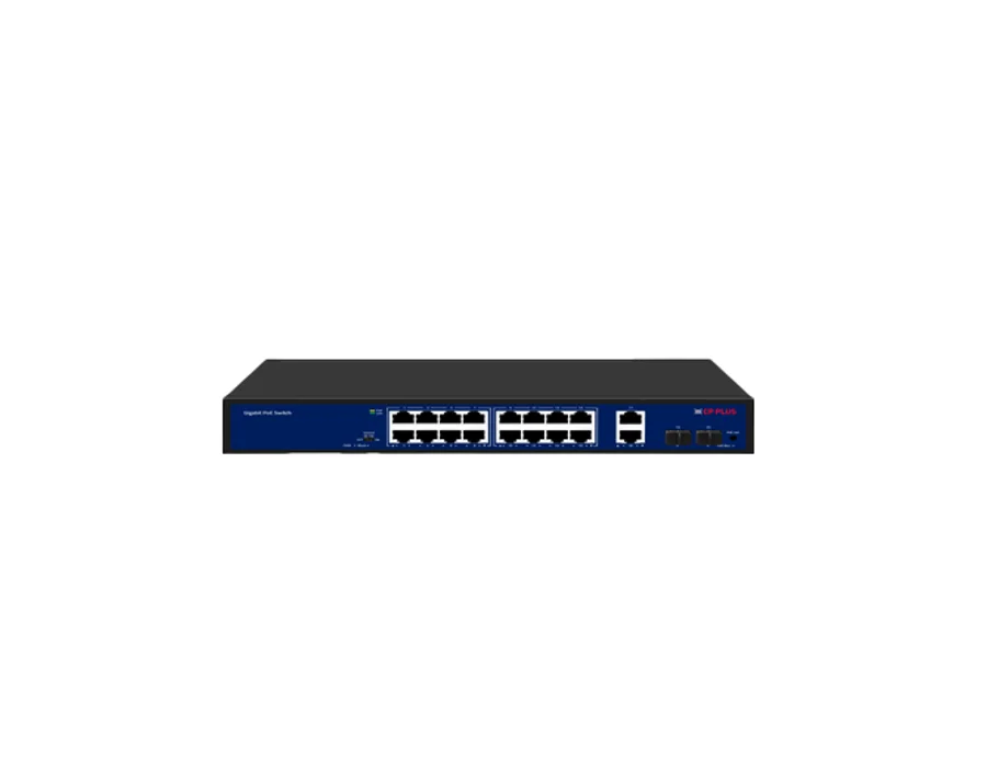 CP Plus CP-DNW-GPU16G2F2-20 – 16 Port Gigabit Unmanaged PoE Switch with 2 Gigabit Uplink & 2 SFP Ports