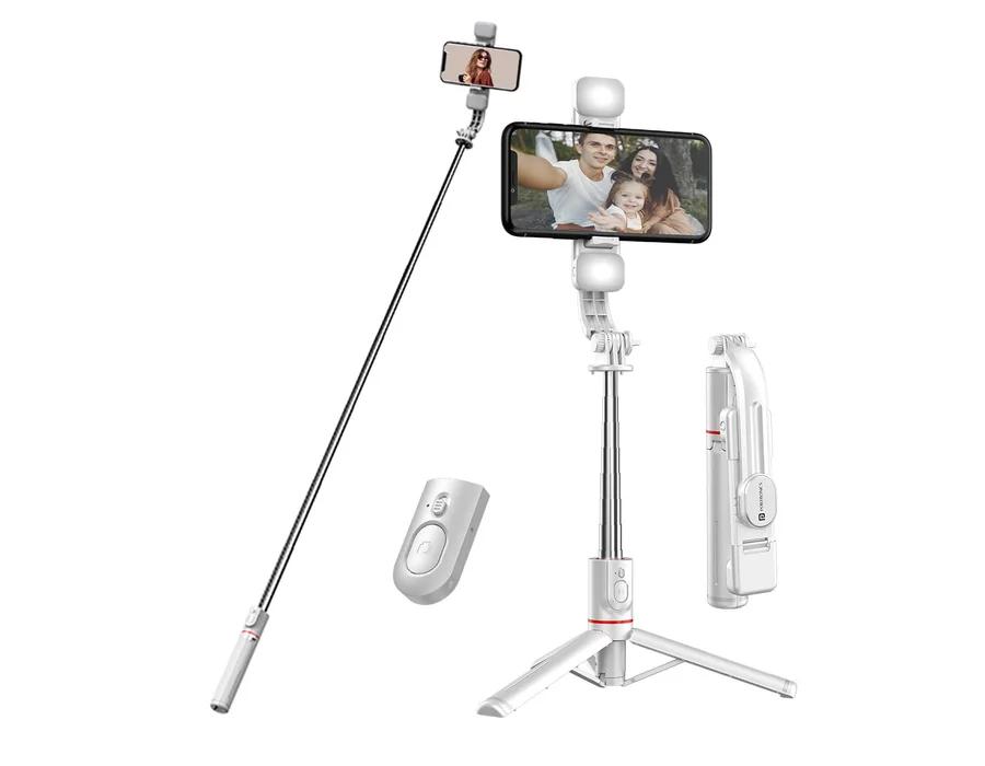 Portronics Lumistick - Smart Selfie Stick — White