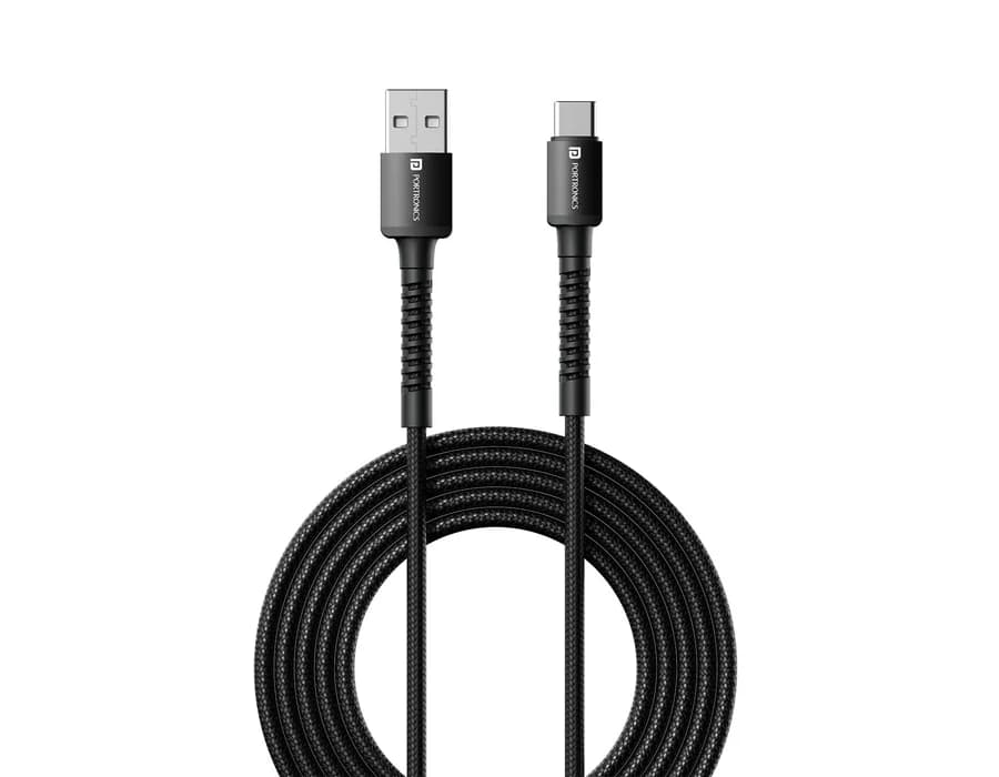 Portronics Konnect X Usb To Type C 3A -1M — Black