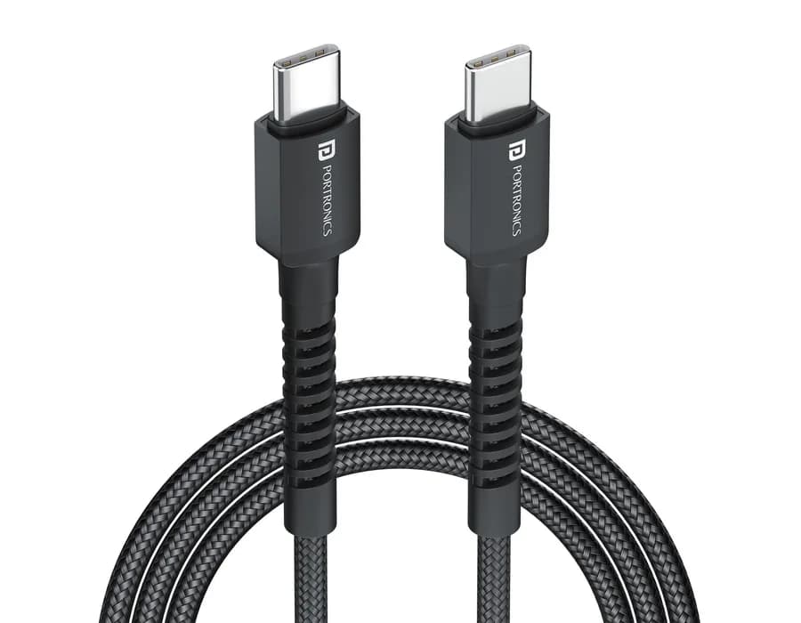 Portronics Konnect X - 60W Type C to Type C 1M — Black