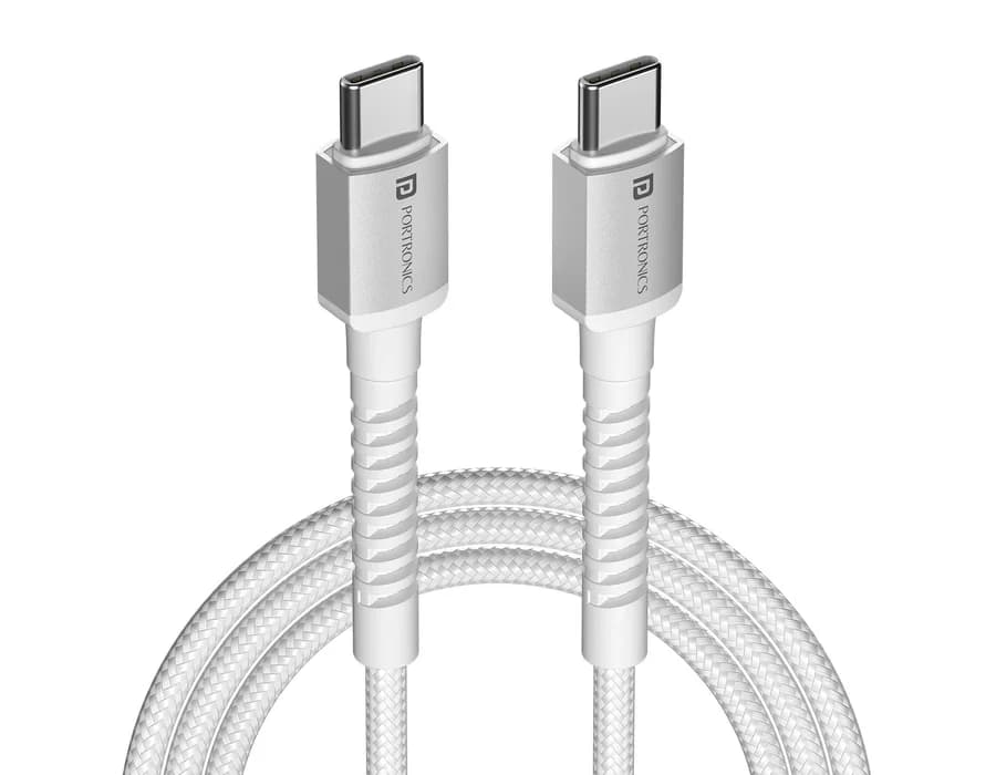 Portronics Konnect X - 60W Type C to Type C 1M — White