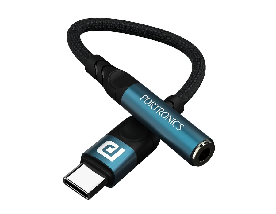 Portronics iKonnect C Pro - Type C to 3.5 mm Audio Jack Connector — Blue