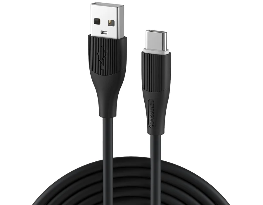 Portronics Silklink - USB TO Type C 3A 1M — Black