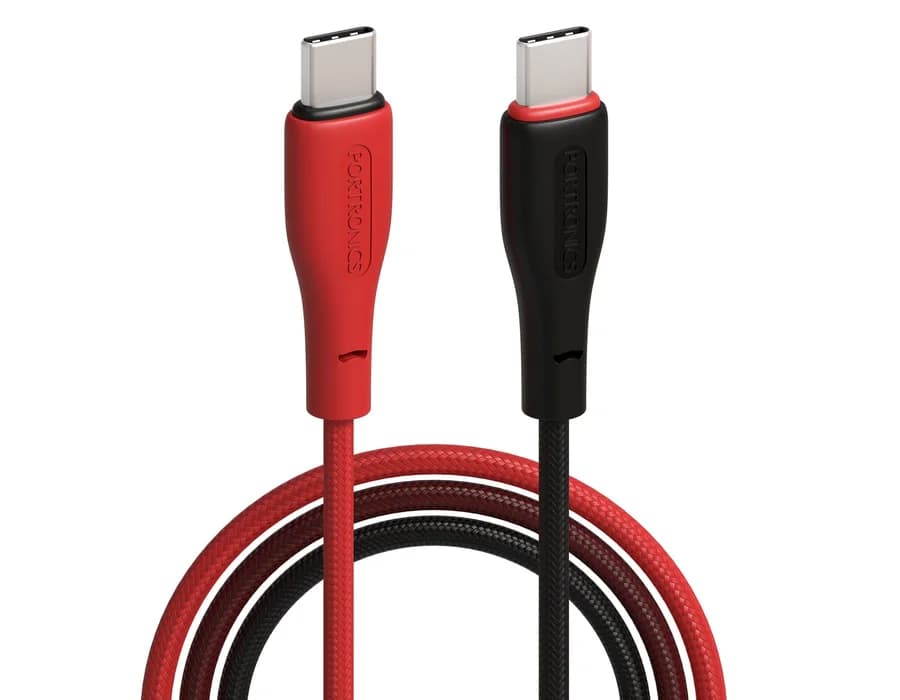 Portronics HUE X - Type C To Type C 60W 1M, Black+Red