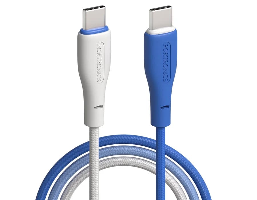 Portronics HUE X - Type C To Type C 60W 1M, White+Blue