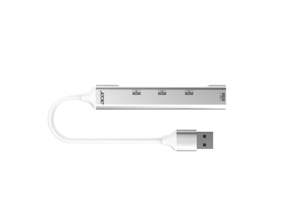 Acer MultiLink 4-in-1 USB Hub with 1 x USB 3.0 & 3 x USB 2.0 Ports | Up to 5Gbps High-Speed Data Transfer | Plug & Play Portable Aluminum USB Splitter for Laptop, PC, Desktop & Compatible USB Devices