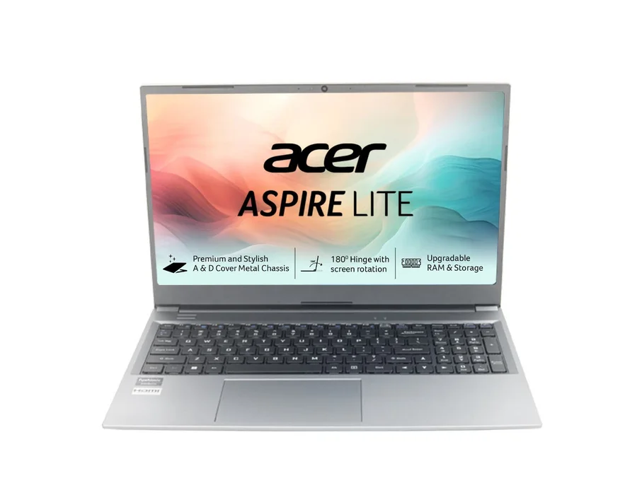 Acer Aspire lite, AMD Ryzen 3 5400U Processor, 8GB RAM, 512 GB SSD, 15.6" (39.62 cm) HD Display, Windows 11 Home, MS Office, Gray ,1.59 kg,AL15-41,Thin and Light Laptop