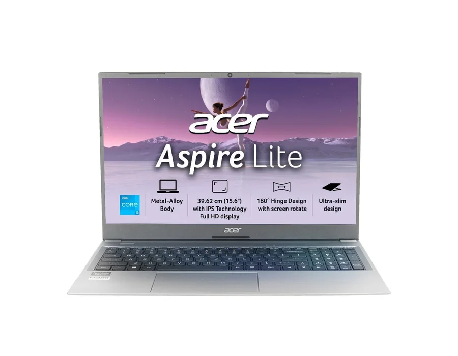 Acer Aspire Lite, Intel Core i3-1315U Processor, Windows 11 Home + MS Office, 8 GB RAM, 256 GB SSD, 15.6" (39.62 cm) display, Steel Gray, AL15-53, 1.59 kg Thin and Light Laptop