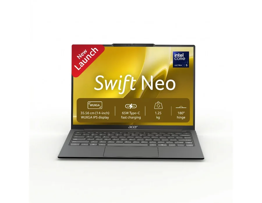 Acer Swift Neo, Intel Core Ultra 5 processor 125H, Windows 11 Home + MS Office, 8 GB RAM, 512 GB SSD, 14.0" (35.56 cm) Display, Steel Gray, SFN14-55, 1.25 kg Thin and Light Laptop