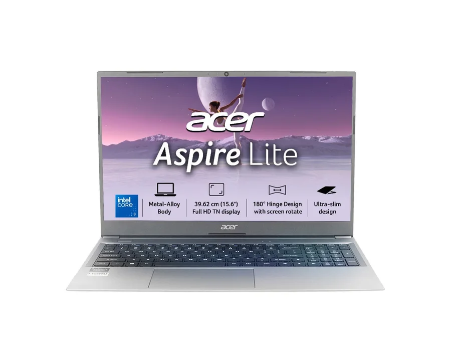 Acer Aspire Lite, Intel Core 3 processor 100U, Windows 11, 15.6” (39.62 cm) Full HD Display, 8GB RAM, 500 GB SSD, Grey, AL15-53, 1.59 kg Thin and Light laptop.