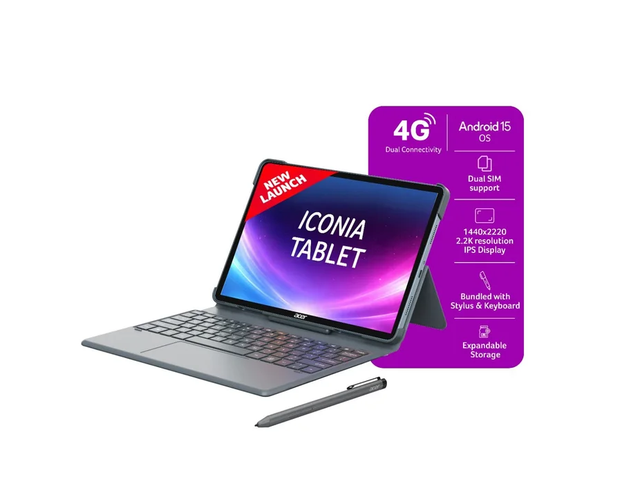 Acer ICONIA Tab iM11-12M, 29.08 cm(11.45”) 90 Hz IPS Display (2.2K) 450 nits, 8GB RAM + 128GB storage, 16MP Rear + 8MP Front Camera, Fingerprint Reader, Wi-Fi + 4G L – ZT.T01SI.03P