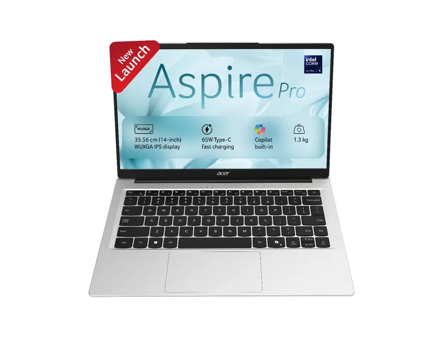 Acer Aspire Pro, Intel Core Ultra 5 125H Processors, Windows 11 Home + MS Office, 8 GB RAM, 512 GB SSD, 14" (35.56 cm) Display, Light Silver, AP14-55, 1.3 kg Thin and Light Laptop