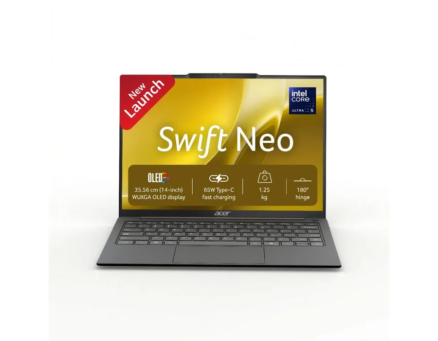 Acer Swift Neo, Intel Core Ultra 5 processor 125H, Windows 11 Home + MS Office, 16 GB RAM, 512GB SSD, 14.0" (35.56 cm) Display, Steel Gray, SFN14-55, 1.25 kg Thin and Light Laptop