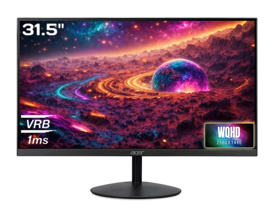 Acer SA322QU E 31.5 Inch WQHD IPS Monitor | 100Hz Refresh | 1ms VRB | AdaptiveSync FreeSync & G-SYNC | HDR10 | Ultra-Slim 7.2mm | ZeroFrame | Eye Care | Built-in Speakers | HDMI, DP Ports, Audio Out