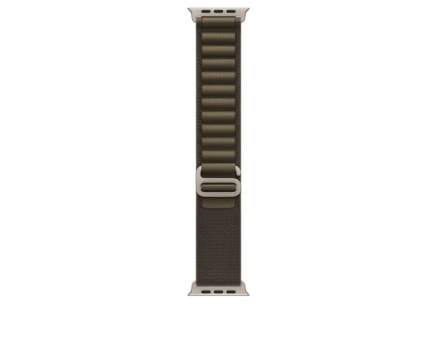 Apple 49mm Dark Olive Alpine Loop - Medium - Natural Titanium Finish