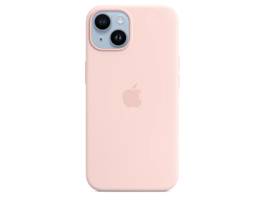Apple iPhone 14 Silicone Case with MagSafe – Chalk Pink