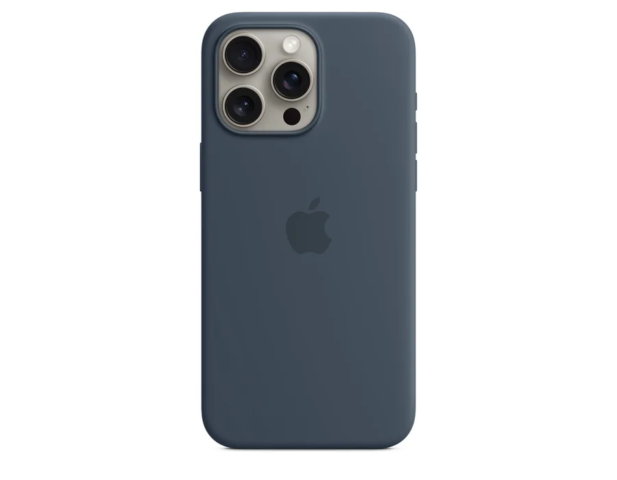 Apple iPhone 15 Pro Max Silicone Case with MagSafe – Storm Blue