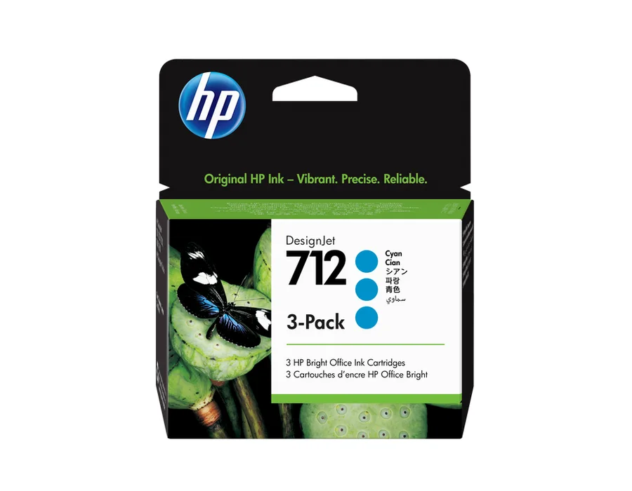 HP 712 3-pack 29-ml Cyan DesignJet Ink Cartridge