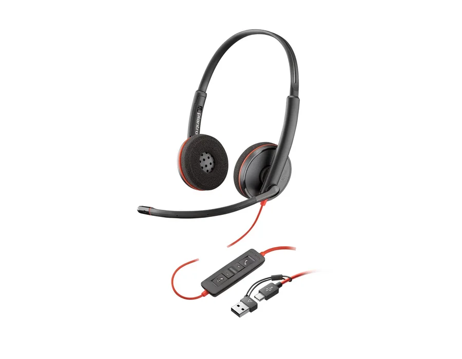 Poly Blackwire 3320 Stereo Microsoft Teams Certified USB-C Headset +USB-C/A Adapter