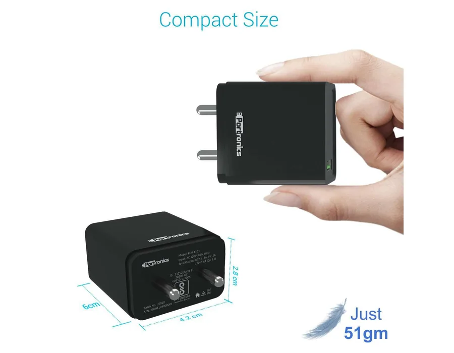 PORTRONICS ADAPTO ONE 20W WITH TYPE C BLACK 1103