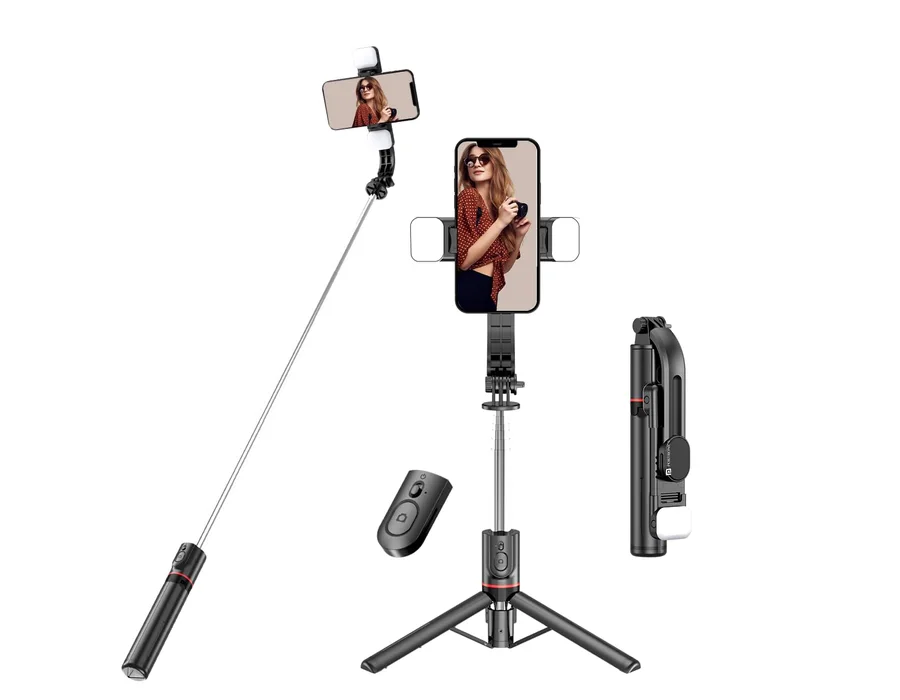 Portronics Lumistick - Smart Selfie Stick — Black