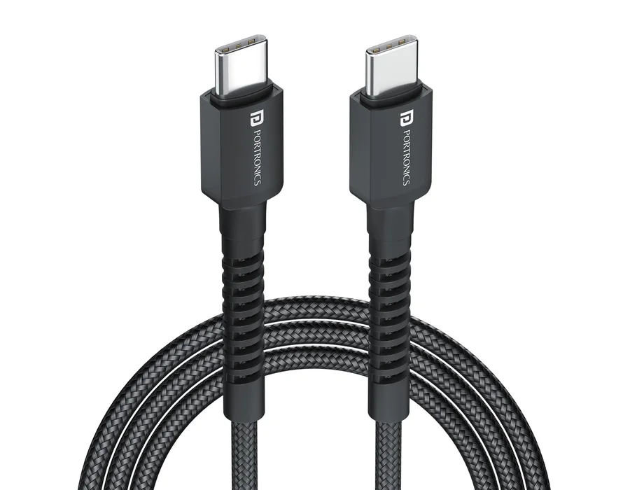 Portronics Konnect X - 60W Type C to Type C 1M — Black