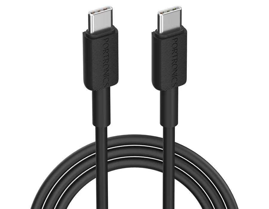 Portronics Konnect Link C Square 60W Type C to Type C Cable — Black