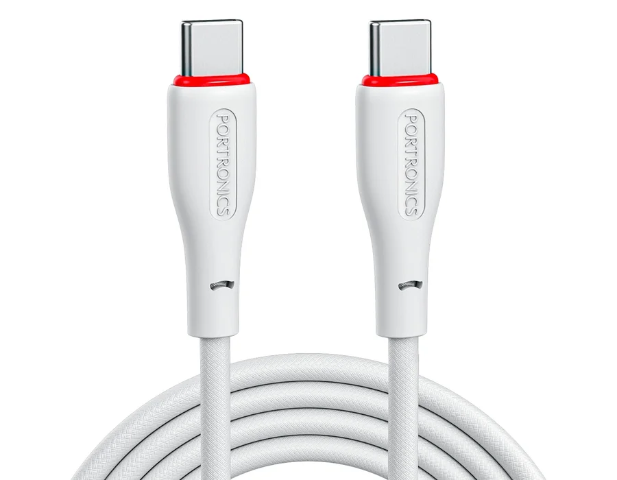 Portronics Konnect B - Type C To C Cable 100W 1.5M — White