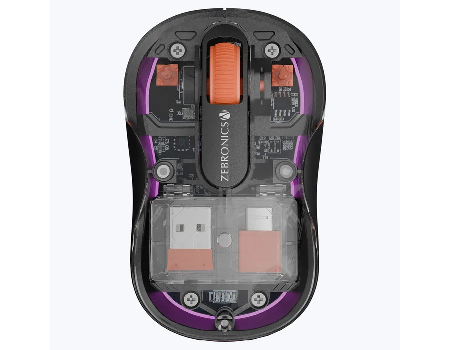 Zebronics Sheer Plus Wireless Transparent Mouse (Wireless + Bluetooth) — Black