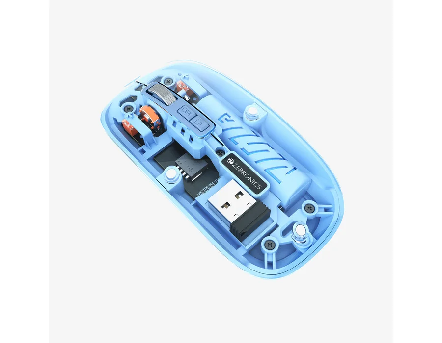 Zebronics Glassy 10 Transparent (Wireless + Bluetooth) Mouse — Blue