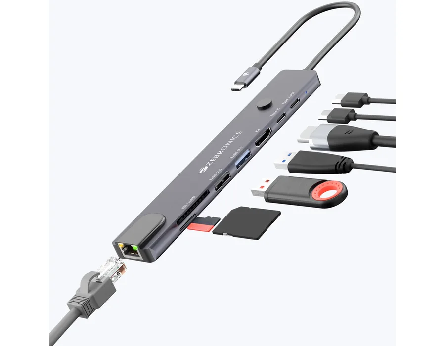 Zebronics CT81 Plus - 8 in 1 Type C Multiport Hub